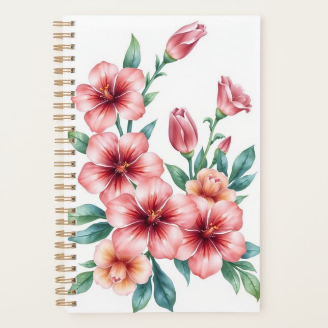 Pink Tropical Floral Print Planner (Front)