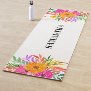 Pink Tropical Floral Yoga Mat
