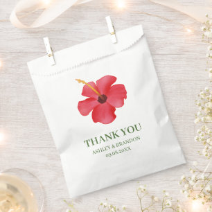 Pink Tropical Flower Wedding Thank You Favour Bag