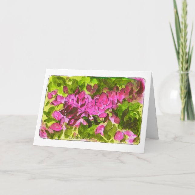 Pink Tropical Flowers Folded Greeting Card (Front)