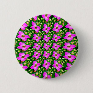 Pink Tropical Flowers Pattern 6 Cm Round Badge