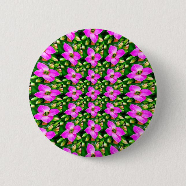 Pink Tropical Flowers Pattern 6 Cm Round Badge (Front)