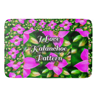 Pink Tropical Flowers Pattern Bath Mat