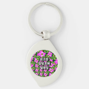Pink Tropical Flowers Pattern Key Ring