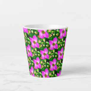 Pink Tropical Flowers Pattern Latte Mug
