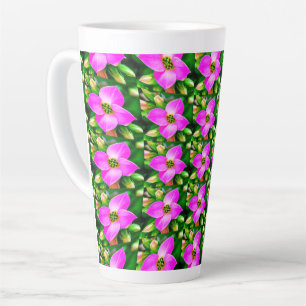 Pink Tropical Flowers Pattern Latte Mug