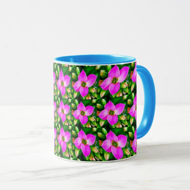 Pink Tropical Flowers Pattern Mug (Front Right)