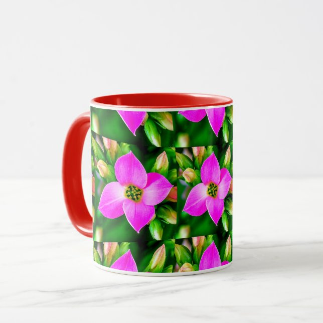 Pink Tropical Flowers Pattern Mug (Front Left)