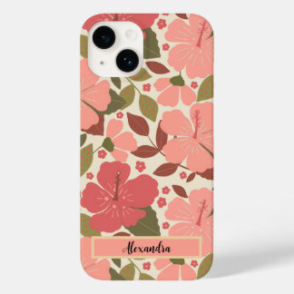 Pink Tropical Flowers Personalised Case-Mate iPhon iPhone 14 Case