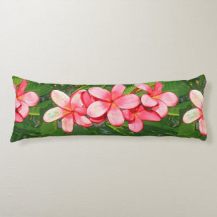 Pink Tropical Frangipani Art Body Cushion