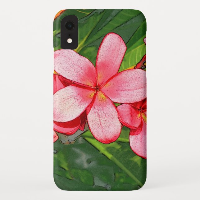 Pink Tropical Frangipani Art Case-Mate iPhone Case (Back)