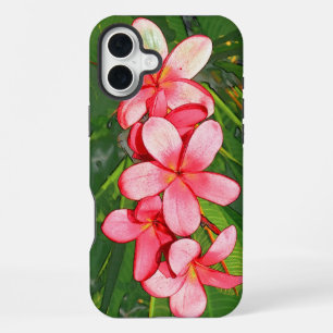 Pink Tropical Frangipani Art iPhone 16 Plus Case