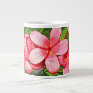 Pink Tropical Frangipani Art Large Coffee Mug