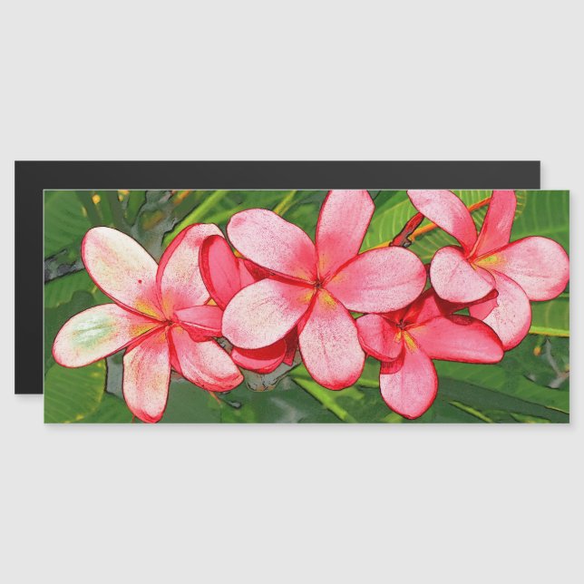 Pink Tropical Frangipani Art Magnetic Invitation (Front/Back)