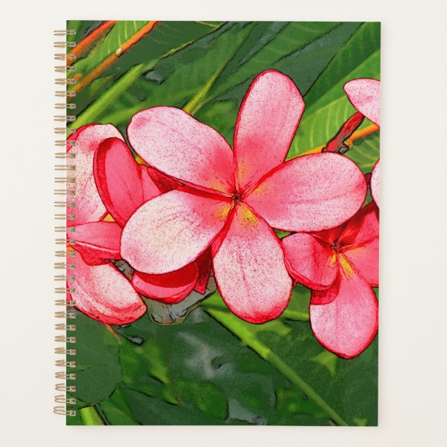 Pink Tropical Frangipani Art Planner (Front)