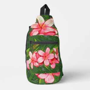 Pink Tropical Frangipani Art Sling Bag