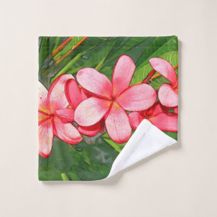 Pink Tropical Frangipani Art Wash Cloth