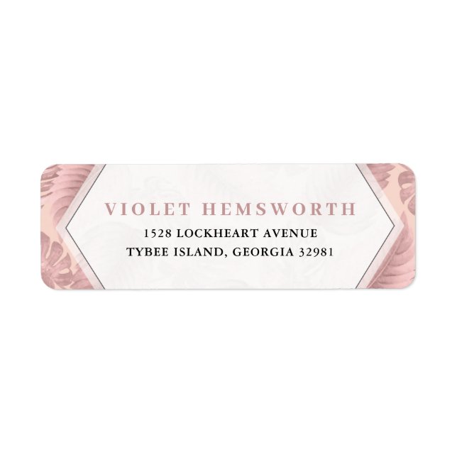 Pink Tropical Geometric Return Address Label (Front)