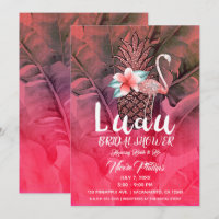 Pink Tropical Glitter Pineapple Luau Bridal Shower