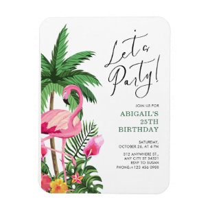 Pink Tropical Hawaiian 25th Birthday Invitation Magnet