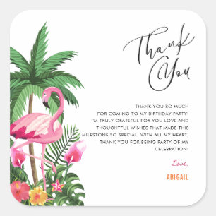 Pink Tropical Hawaiian Adult 25th Birthday Napkins Square Sticker