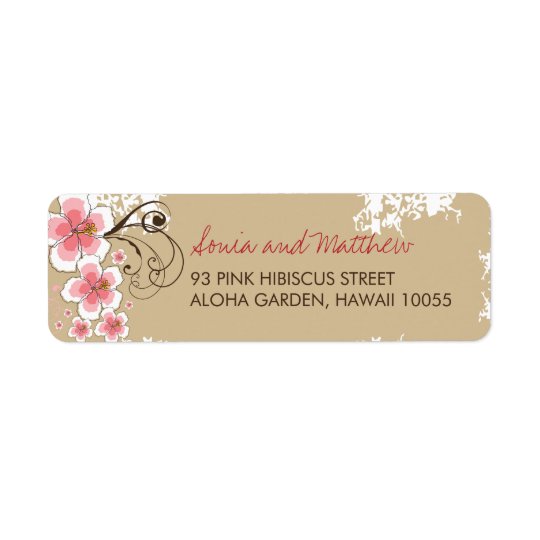 Pink Tropical Hibiscus Chic Wedding Address Labels