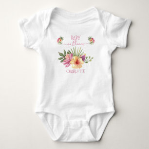 Pink Tropical Hibiscus Floral Baby in Bloom Bodysuit