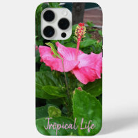 Pink Tropical Hibiscus Flower Camouflaged Lizard