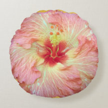 Pink Tropical Hibiscus Flower Pillow