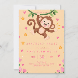 Pink Tropical Jungle Party Invite