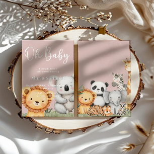Pink Tropical Jungle Safari Baby Shower Animals  I Invitation