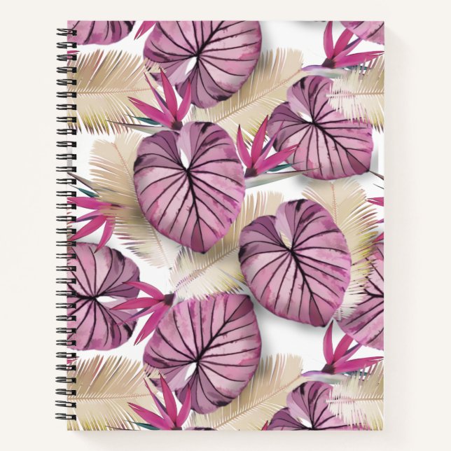 Pink tropical leaves notebook (Front)