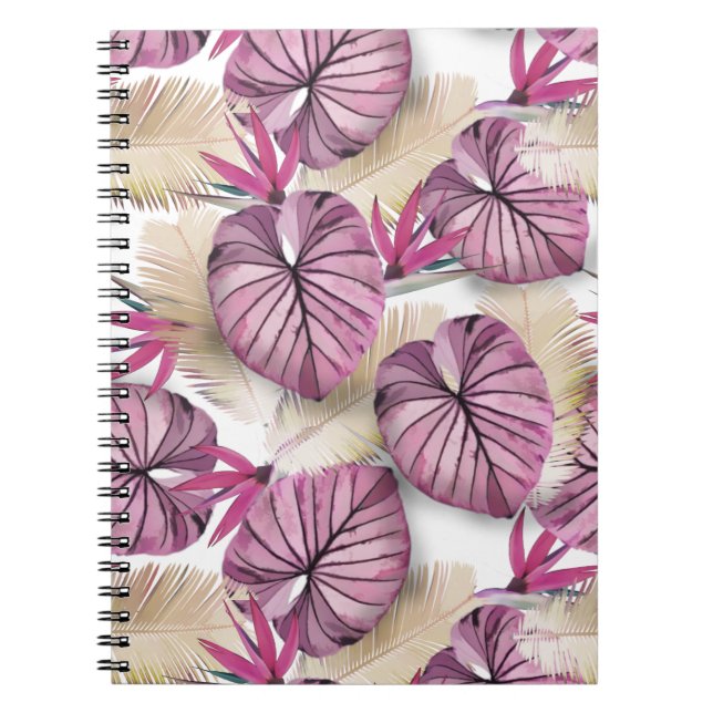 Pink tropical leaves notebook (Front)
