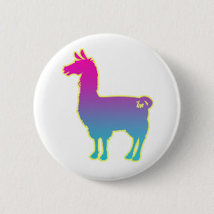 Pink Tropical Llama Button