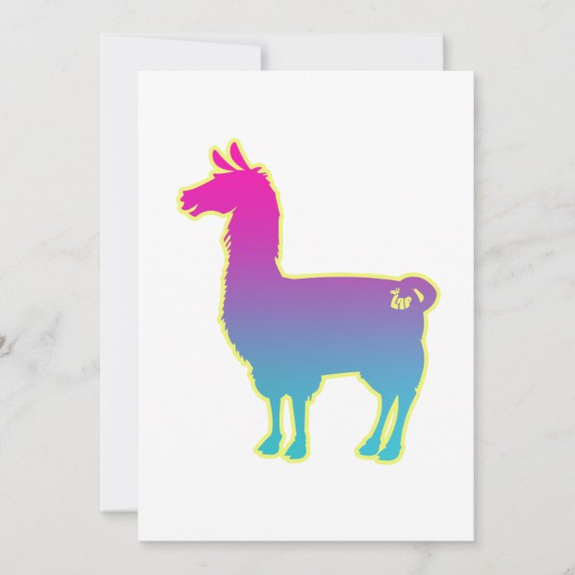 Pink Tropical Llama Invitation (Front)
