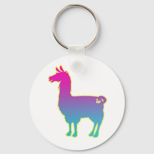 Pink Tropical Llama Keychain (Front)