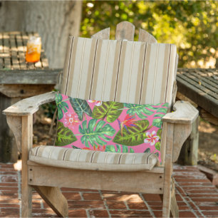 Pink Tropical Lumbar Throw Pillow