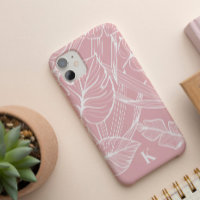 Pink Tropical Palm Leaf Pattern Monogram Case-Mate