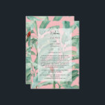 Pink Tropical Palm Leaves Wedding Itinerary  Program<br><div class="desc">A pink tropical banana palm leaves wedding wedding design. This contemporary modern design is ideal for all Summer and destination weddings. A stylish vellum look overlay with modern calligraphy typography. A classy elegant tropical beach banana palm greenery wedding Itinerary program card design with modern simple elements. Matching wedding invitations and...</div>