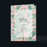 Pink Tropical Palm Leaves Wedding Order of Service Program<br><div class="desc">A pink tropical banana palm leaves wedding wedding design. This contemporary modern design is ideal for all Summer and destination weddings. A stylish vellum look overlay with modern calligraphy typography. A classy elegant tropical beach banana palm greenery wedding order of service program card design with modern simple elements. Matching wedding...</div>