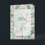 Pink Tropical Palm Leaves Wedding Order of Service Program<br><div class="desc">A pink tropical banana palm leaves wedding wedding design. This contemporary modern design is ideal for all Summer and destination weddings. A stylish vellum look overlay with modern calligraphy typography. A classy elegant tropical beach banana palm greenery wedding order of service program card design with modern simple elements. Matching wedding...</div>