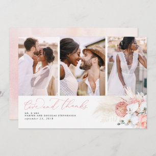 Pink Tropical Pampas Grass Wedding Thank You