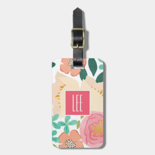 Pink Tropical Personalised Monogram Luggage Tag