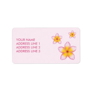 Pink Tropical Plumeria Flowers And Custom Info Label