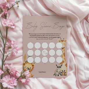 Pink Tropical Safari Animals Baby Shower game