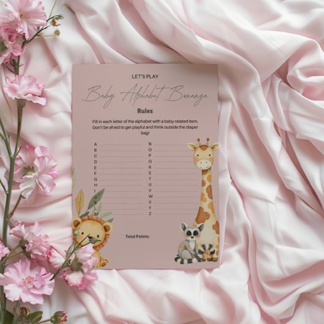 Pink Tropical Safari Animals Baby Shower game (Creator Uploaded)