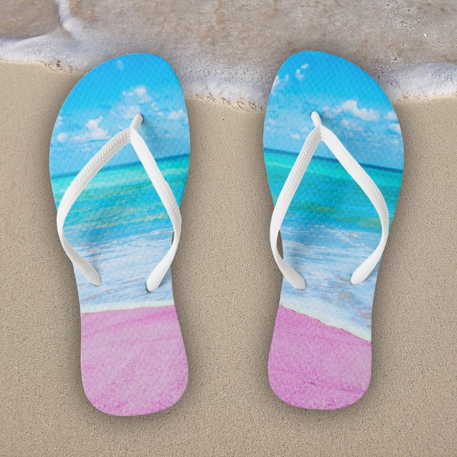 Pink Tropical Sand Beach Thongs (Creator Uploaded)