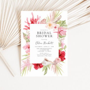 Pink Tropical Sea Shell Bridal Shower Invitation