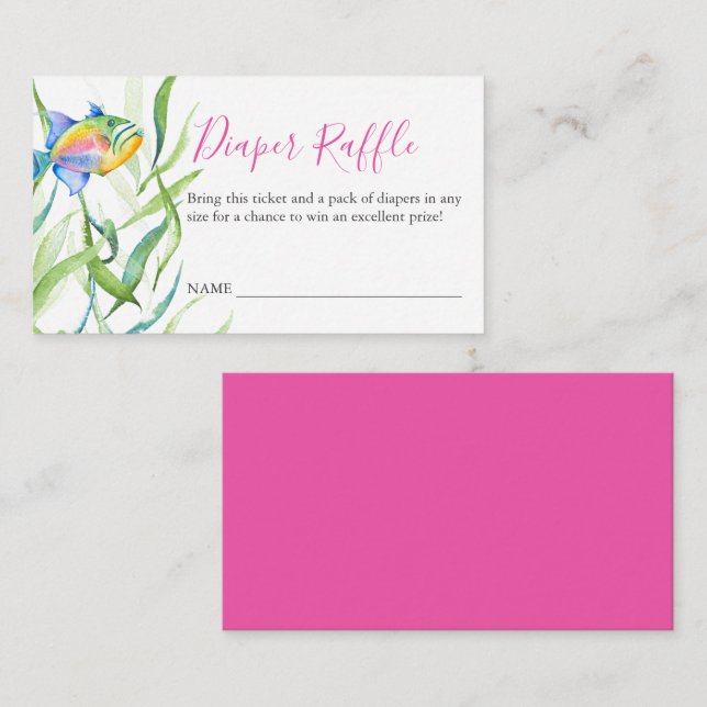 Pink Tropical Theme Diaper Raffle Invitation (Front/Back)