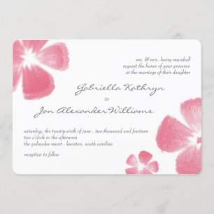 Pink Tropical Watercolor Flowers Wedding Invites
